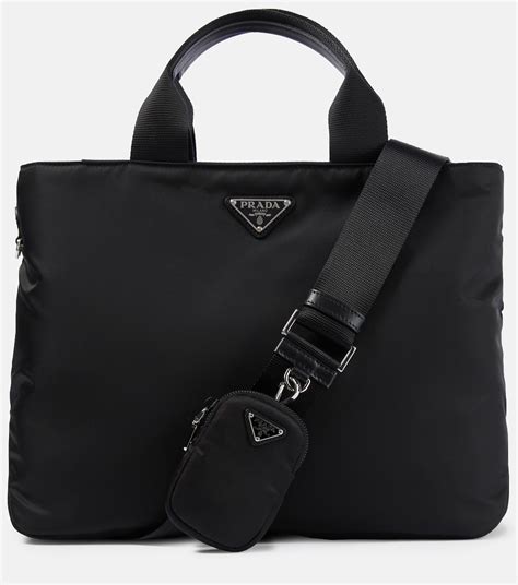 prada leather trimmed nylon tote|prada totes women.